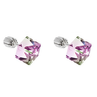 EG2024-VL Stříbrné náušnice kostky Crystals from Swarovski® Vitrail Light