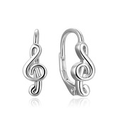 NB-3781 Stříbrné náušnice houslový klíč - hudba