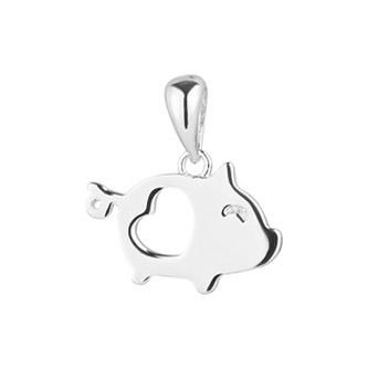 EG1255 Stříbrný přívěsek prasátko se srdíčkem - zvířátka