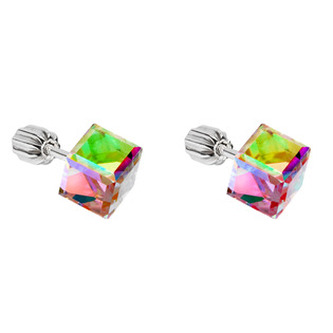 EG2024-VM Stříbrné náušnice kostky Crystals from Swarovski® Virail Medium