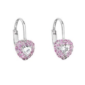 EG2188-P Stříbrné dívčí náušnice s růžovými zirkony