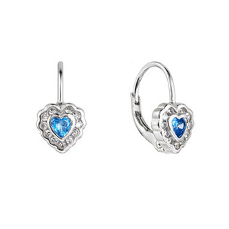 EG9009-LB Stříbrné náušnice dětské srdíčka, Aqua - srdce