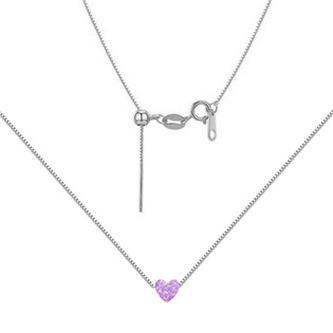 NBS07-OP38 Stříbrný náhrdelník srdíčko opál - srdce