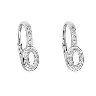 EG2171 Stříbrné dámské náušnice oválky s čirými  zirkony