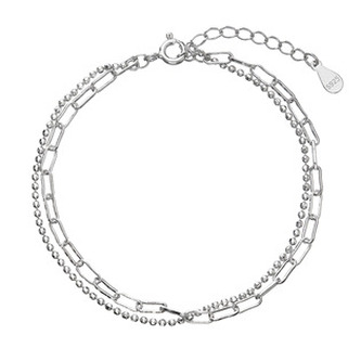 EG7261 Stříbrný náramek dvojitý řetízek kuličky a oválky