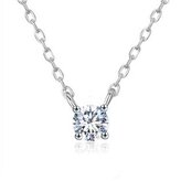 NB-2091-C Stříbrný náhrdelník s kulatým čirým kamenem