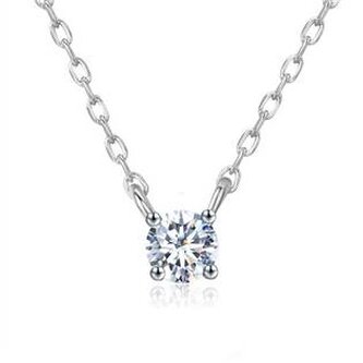 NB-2091-C Stříbrný náhrdelník s kulatým čirým kamenem