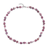 AU0006 Minerální náhrdelník přírodní Turmalín a perličky, stříbro AG925