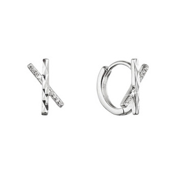 EG9001 Stříbrné náušnice "X" se zirkony v bílé barvě