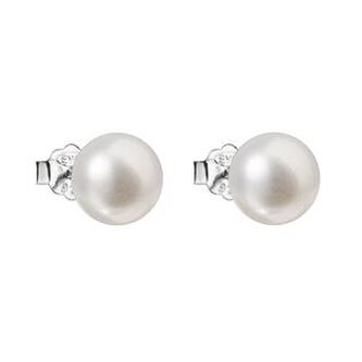 EG2671-WH Stříbrné náušnice pecky s bílou říční perlou