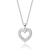 NB-2206 Střibrný náhrdelník srdíčko se zirkony - srdce
