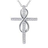 AL1047 Stříbrný náhrdelník s křížkem - nekonečno - ležatá osmička
