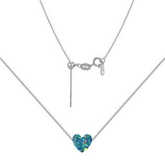 NBS03-OP02 Stříbrný náhrdelník srdce opál