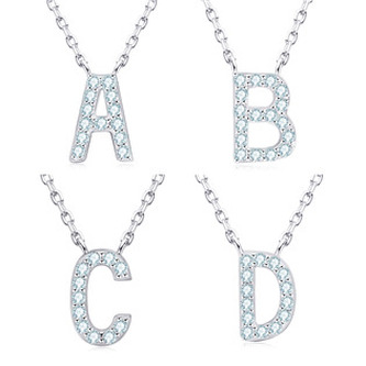 MN423-S Stříbrný náhrdelník s moissanity - písmeno - iniciály - iniciála "S