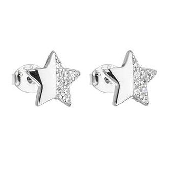 EG2571 Stříbrné náušnice hvězdičky se zirkony