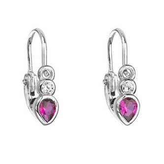EG2314-F Stříbrné dětské náušnice, růžové zirkony