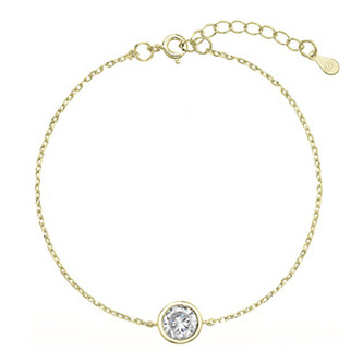 EG7615 Pozlacený náramek řetízek s jedním zirkonem