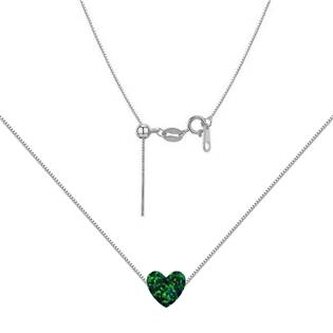 NBS03-OP19 Stříbrný náhrdelník srdce opál