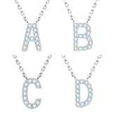 MN423-T Stříbrný náhrdelník s moissanity - písmeno - iniciály - iniciála "T"