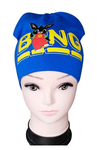 Čepice ZAJÍČEK BING chlapecká bavlna jaro podzim modrá tmavá, velikost: 54