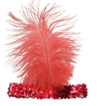 Set karneval - čelenka pštrosí peří, červená