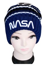 Čepice NASA zimní chlapecká pletená modrá, velikost: 56