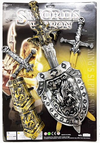 Dětská sada tří mečů se štítem