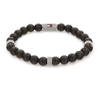 Černý korálkový náramek z lávového kamene 2790435 Tommy Hilfiger