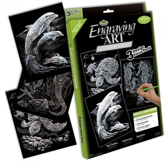 Sada 3 stříbrných škrabacích obrázků - Mořská zvířata