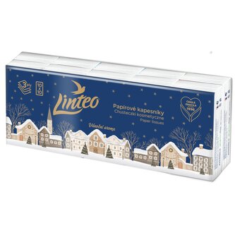 Hygienické kapesníky Linteo Vánoce DEN & NOC 10 x 10 ks (3 vrstvé)