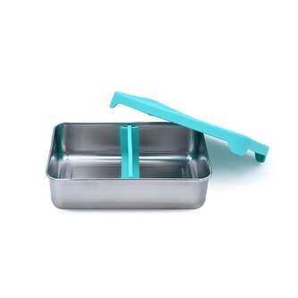 Nerezový Bento box 740 ml se silikonovým víkem - modrý