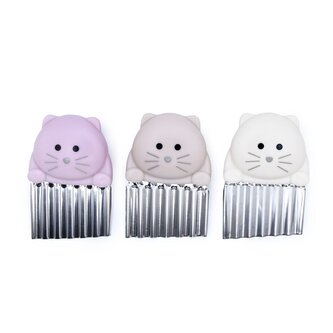 Vlnkovací kráječ Kočka 3 ks - růžový/ šedý