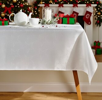 Vánoční ubrus na stůl BRIGHT STAR 110x160 cm bílá