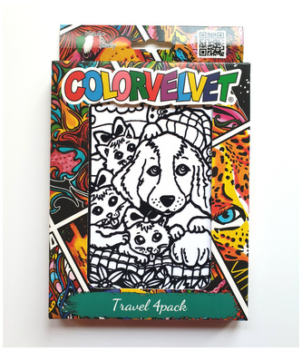 Kolorowanka welwetowa zestaw podróżny wzory dla dzieci, Colorvelvet
