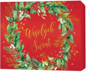 Pudełko prezentowe świąteczne, wianek (22,5x17,5x4cm)
