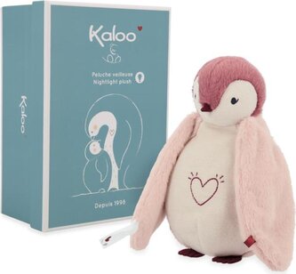 Kaloo Complices Dětská noční světlo Plyšový tučňák růžový 20 cm, věk: 0+