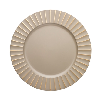 PODKŁADKA POD TALERZ KARBOWANA ŚR. 32,5 CM BEŻOWA ZE ZŁOTĄ LINIĄ