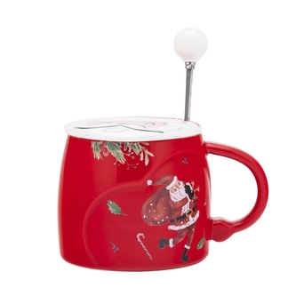 KUBEK Z POKRYWKĄ W KSZTAŁCIE GŁOWY MIKOŁAJA NBC 400 ML I ŁYŻECZKĄ