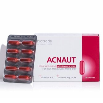 Doplněk stravy s pivovarskými kvasnicemi pro mastnou a problematickou pleť Acnaut Biotrade 30ks