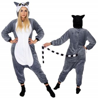 Pyžamo Lemur vel. M SPRINGOS KIGURUMI šedo-bílé