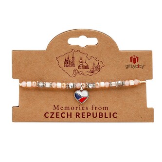 Korálkový náramek s přívěskem CZ heart