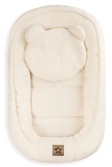 Oboustranné hnízdečko s polštářkem Teddy Boucle - krémové; béžová, smetanová; bouclé, duté vlákno