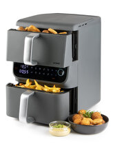 Dvojitá horkovzdušná fritéza 3,5+6,5 l - DOMO DO549FR, 2 500 W, 2 samostatné zóny, celková kapacita 10 litrů