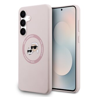 Karl Lagerfeld Liquid Silicone K&CH Heads MagSafe Zadní Kryt pro Samsung Galaxy S25 FE Pink