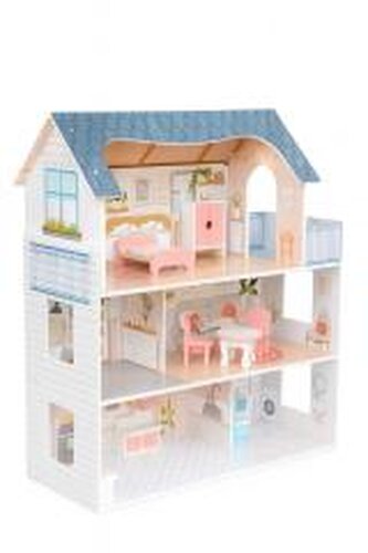 Domek dla lalek drewniany, z balkonem i dachem