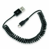 USB kabel (2.0), USB A samec - microUSB samec, 1m, kroucený, černý, DOPRODEJ