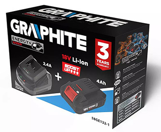 Sada baterie a nabíječky, 58GE132-1, 4 ah baterie + nabíječka, BOOST UP, GRAPHITE