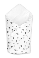 Kojenecká zavinovačka klasik Srdíčka - šedá, černá; bílá, černá, šedá