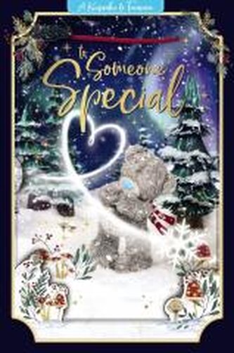 Kartka świąteczna 3D - Miś z białym sercem