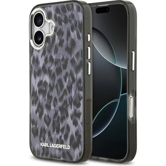 Karl Lagerfeld IML Leopard MagSafe kryt iPhone 17 šedý